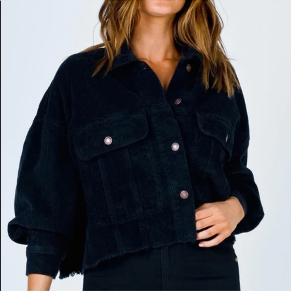 Princess Polly Lost Feelings Black Corduroy Jacket - Size S/M
